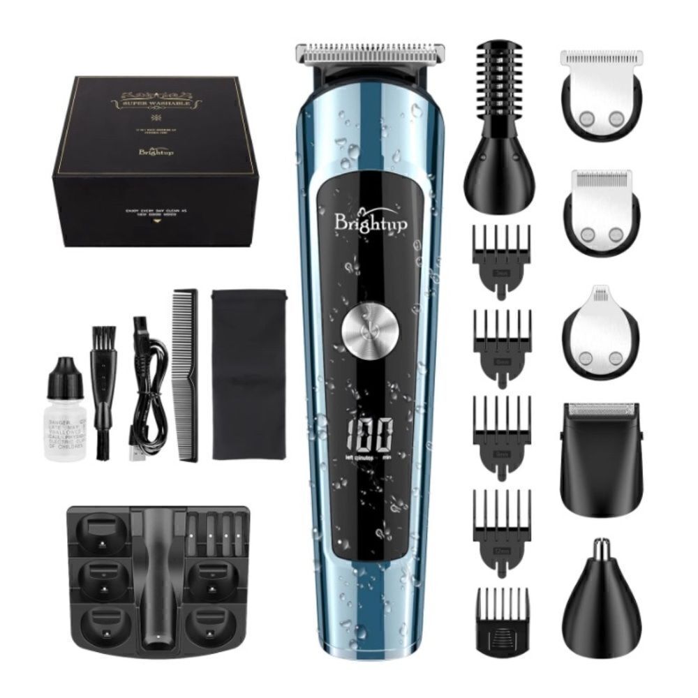 Brightup Beard Trimmer for Men, IPX7 Waterproof Mens Grooming Kit Cordless